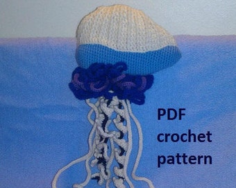 Portuguese Man-of-war jellyfish - crochet pattern PDF