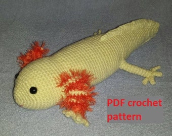 Axolotl salamander - crochet pattern PDF