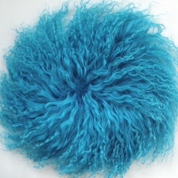 Seamless 4" Long Tibetan Lambskin for OOAK Dolls, BJD, Blythe, Trolls, Fairy, Waldorf-Deep Sea Blue