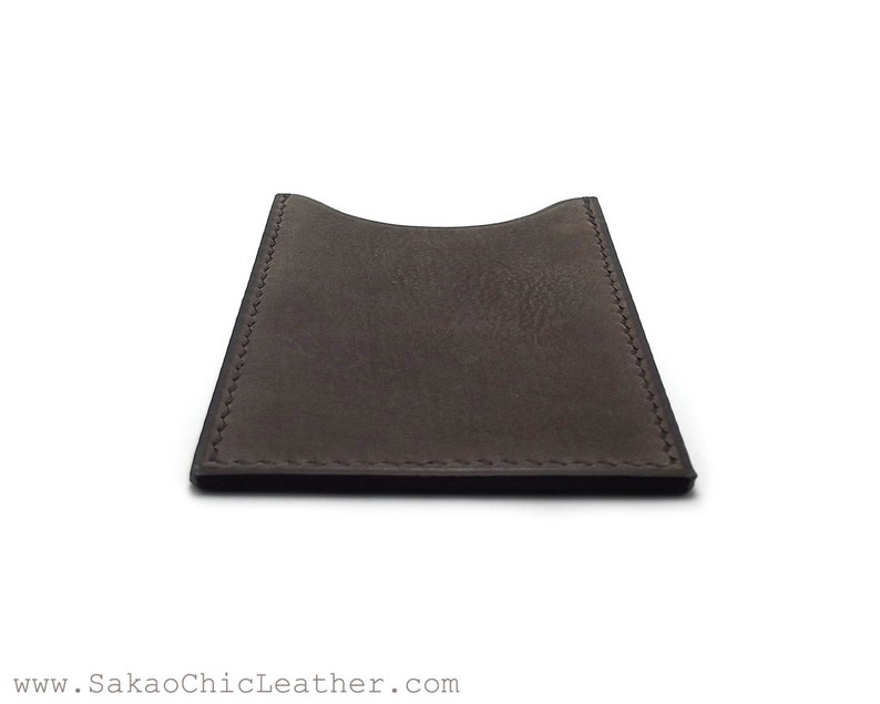 Vertical Wallet Handmade Card Holder Personalized Business Card Case Sakao on Etsy ASH Gray Leather Card Case Card Holder