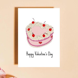 Carte de Saint-Valentin Gâteau Kitsch - Rose et Rouge