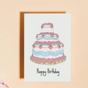 Kitsch Cake Birthday Card, Pastel