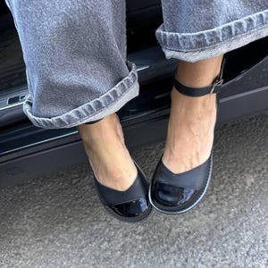 Anatomical Black Leather Mary Janes, Wide Toe Box Ballet Flats, Comfortable Ankle Strap Shoes, Minimalist Footwear, Handmade Leather Flats image 13