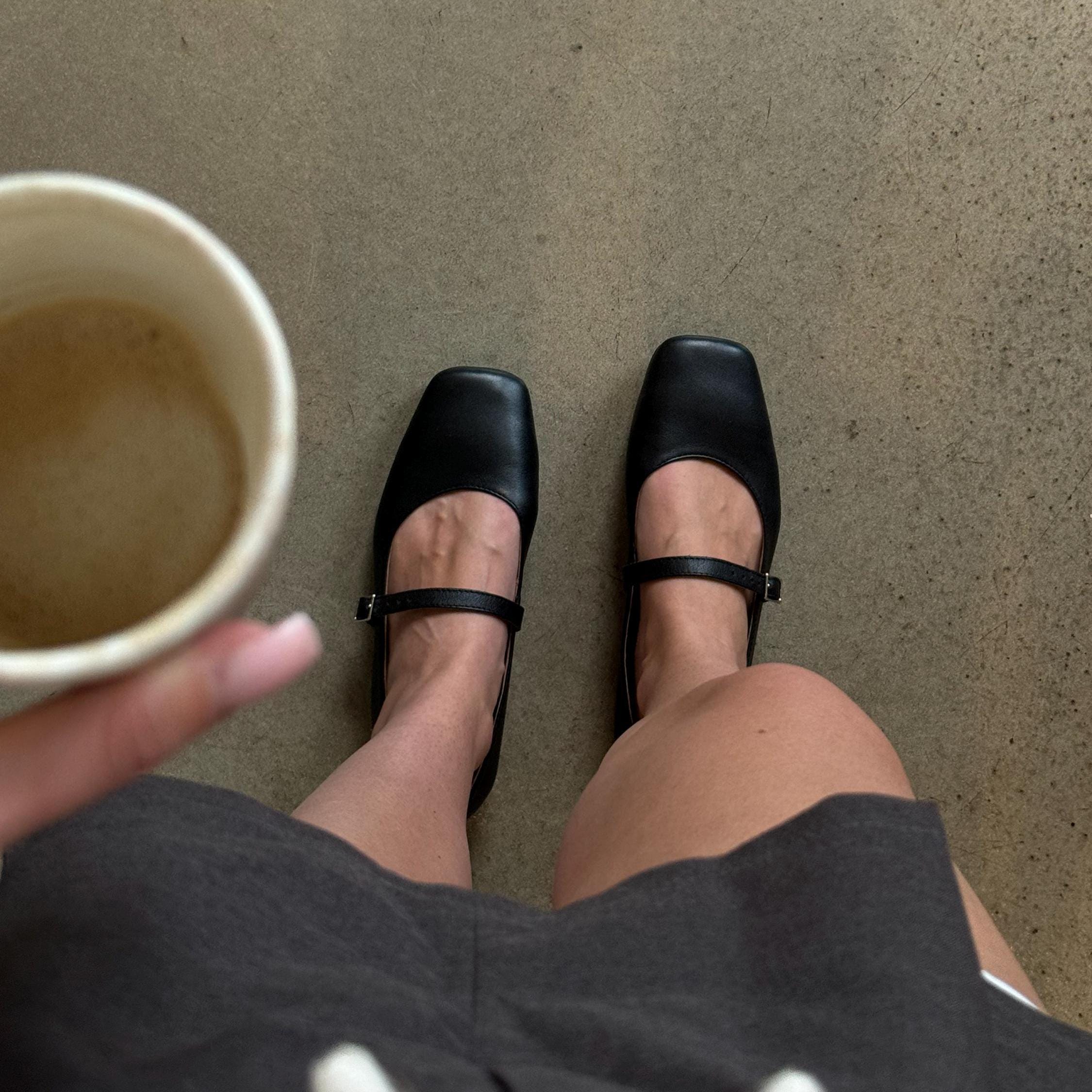 Square Toe Mary Jane Flats, Comfortable Barefoot Shoes, Stylish Grounding Footwear, Women's Ballet Flats, Trendy Everyday Shoes