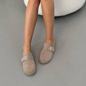 Women's Suede Loafers, Wide Toe Anatomical Slip-On Flats, Comfortable Soft Flexible Casual Moccasins, Handmade Shoes image 12