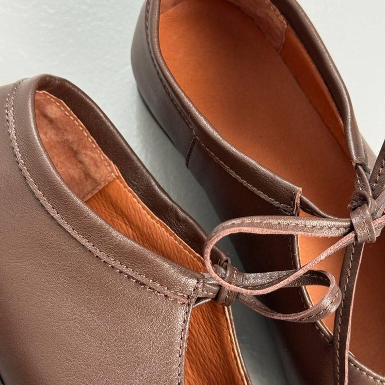 Ballerine Barefoot in pelle scamosciata con lacci, scarpe Mary Jane da donna con punta quadrata, suola morbida e flessibile, comode ballerine slip-on da tutti i giorni immagine 13