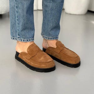 Suede Mules for Women, Comfortable Platform Slip On Shoes, Anatomical Wide Fit Summer Clogs, Casual Everyday Backless Loafers