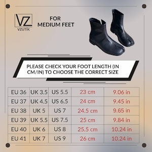 Bottines tabi pieds nus, chaussures minimalistes en cuir à bout fendu, design moderne d'inspiration japonaise, chaussures confortables au quotidien image 3