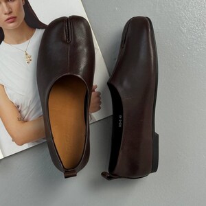 Zapatos Tabi de Leche, Zapatos Planos con Puntera Abierta, Zapatos Tabi de Cuero para Mujer, Zapatos Descalzos, Zapatos Mediados, Zapatos de Estilo Vintage imagen 13