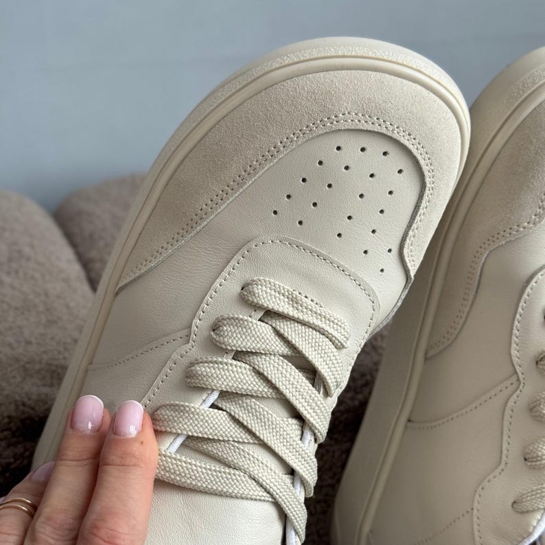 Anatomic Leather Lace-Up Sneakers with Suede Accent for Women, Wide Fit Shoes, Chocolate Brown Comfortable Casual Flats, Everyday Trainers image 20