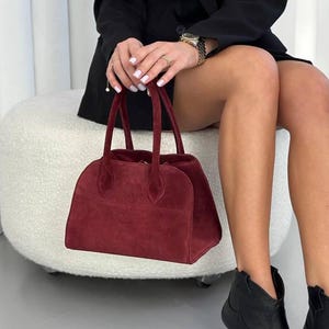 Weiche Wildleder Einkaufstasche, Klassische Wildleder Handtasche, Elegante Top Griff Geldbörse, Alltag Schultertasche, Vintage Stil Tasche, Geschenk Für Frauen