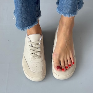 Anatomic Leather Lace-Up Sneakers with Suede Accent for Women, Wide Fit Shoes, Chocolate Brown Comfortable Casual Flats, Everyday Trainers image 5