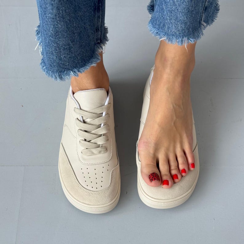 Anatomic Leather Lace-Up Sneakers with Suede Accent for Women, Wide Fit Shoes, Chocolate Brown Comfortable Casual Flats, Everyday Trainers image 5