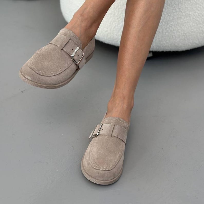Women's Suede Loafers, Wide Toe Anatomical Slip-On Flats, Comfortable Soft Flexible Casual Moccasins, Handmade Shoes image 10