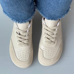 Anatomic Leather Lace-Up Sneakers with Suede Accent for Women, Wide Fit Shoes, Chocolate Brown Comfortable Casual Flats, Everyday Trainers image 3