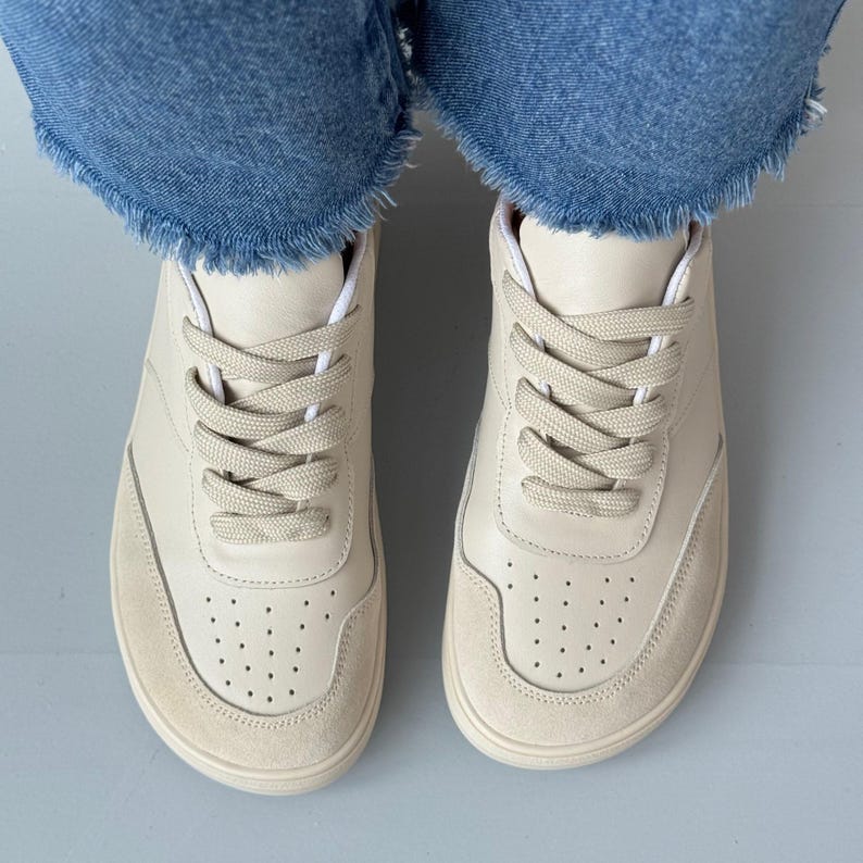 Anatomic Leather Lace-Up Sneakers with Suede Accent for Women, Wide Fit Shoes, Chocolate Brown Comfortable Casual Flats, Everyday Trainers image 3