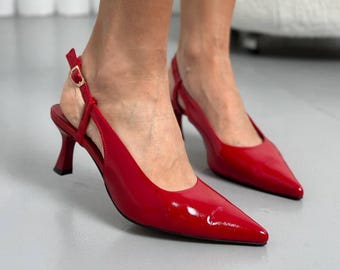 Szpilki z odkrytymi palcami i szpiczastym noskiem, damskie buty wizytowe na obcasie typu „kaczuszek”, eleganckie czółenka z odkrytymi plecami, wygodne buty do biura na obcasie, ręcznie robione klasyczne obuwie