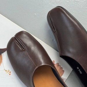 Echtes Leder Tabi Ballerinas, Split Toe Ballettschuhe Bild 15