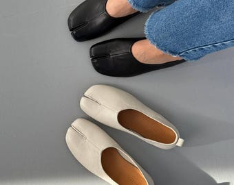 Barfuß Tabi Ballerinas, Minimalistische Schuhe mit flexibler weicher Sohle, Komfortschuhe im japanischen Stil