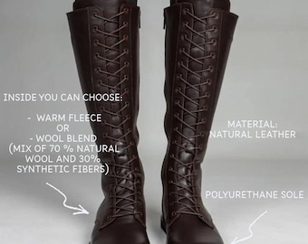 Bottes de combat minimalistes pour femmes, bottines à lacets à bout large, tige anatomique mi-mollet, chaussures hautes en cuir naturel faites main à semelle plate.