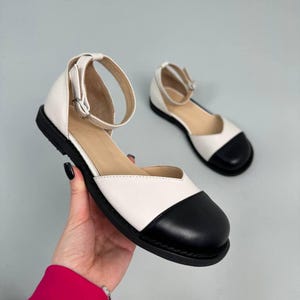 Anatomical Black Leather Mary Janes, Wide Toe Box Ballet Flats, Comfortable Ankle Strap Shoes, Minimalist Footwear, Handmade Leather Flats image 5
