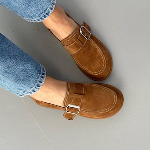 Women's Suede Loafers, Wide Toe Anatomical Slip-On Flats, Comfortable Soft Flexible Casual Moccasins, Handmade Shoes image 11