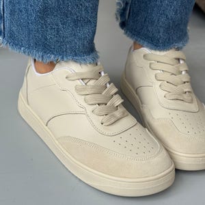 Anatomic Leather Lace-Up Sneakers with Suede Accent for Women, Wide Fit Shoes, Chocolate Brown Comfortable Casual Flats, Everyday Trainers image 15