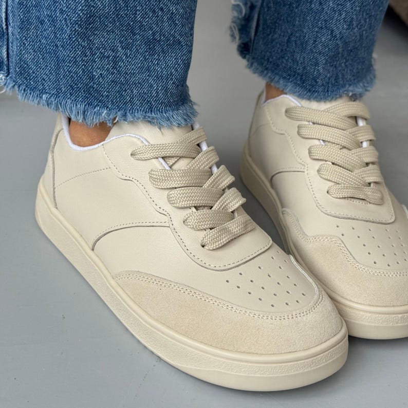 Anatomic Leather Lace-Up Sneakers with Suede Accent for Women, Wide Fit Shoes, Chocolate Brown Comfortable Casual Flats, Everyday Trainers image 15