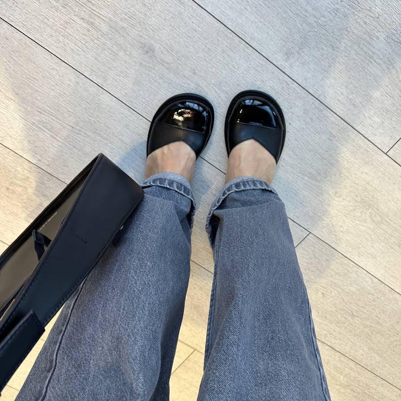 Anatomical Black Leather Mary Janes, Wide Toe Box Ballet Flats, Comfortable Ankle Strap Shoes, Minimalist Footwear, Handmade Leather Flats image 14