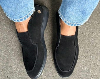 Women's Suede Ankle Loafers, High Top Slip-On Shoes, Comfortable Casual Footwear, Stylish Suede Moccasins, Perfect for Everyday Wear