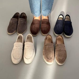 Handgemaakte suède loafers voor dames, zachte instapschoenen, casual dagelijkse flats, klassiek comfortabel schoeisel, veelzijdige mocassins, cadeau voor haar afbeelding 11