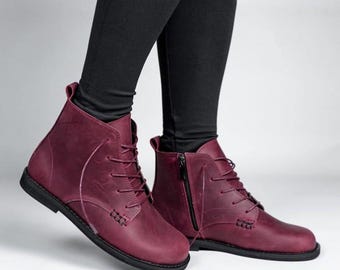 Minimalist Lace Up Boots, Genuine Leather Barefoot Shoes, Autumn Warm Boots, Anatomic Wide Fit, Zero Heel Drop, Casual Everyday
