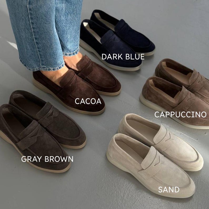 Handgemaakte suède loafers voor dames, zachte instapschoenen, casual dagelijkse flats, klassiek comfortabel schoeisel, veelzijdige mocassins, cadeau voor haar afbeelding 3