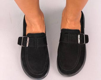 Suede Barefoot Moccasins Women, Wide Toe Box Buckle Strap Shoes, Anatomical Zero Drop Loafers , Flat Slip On Footwear
