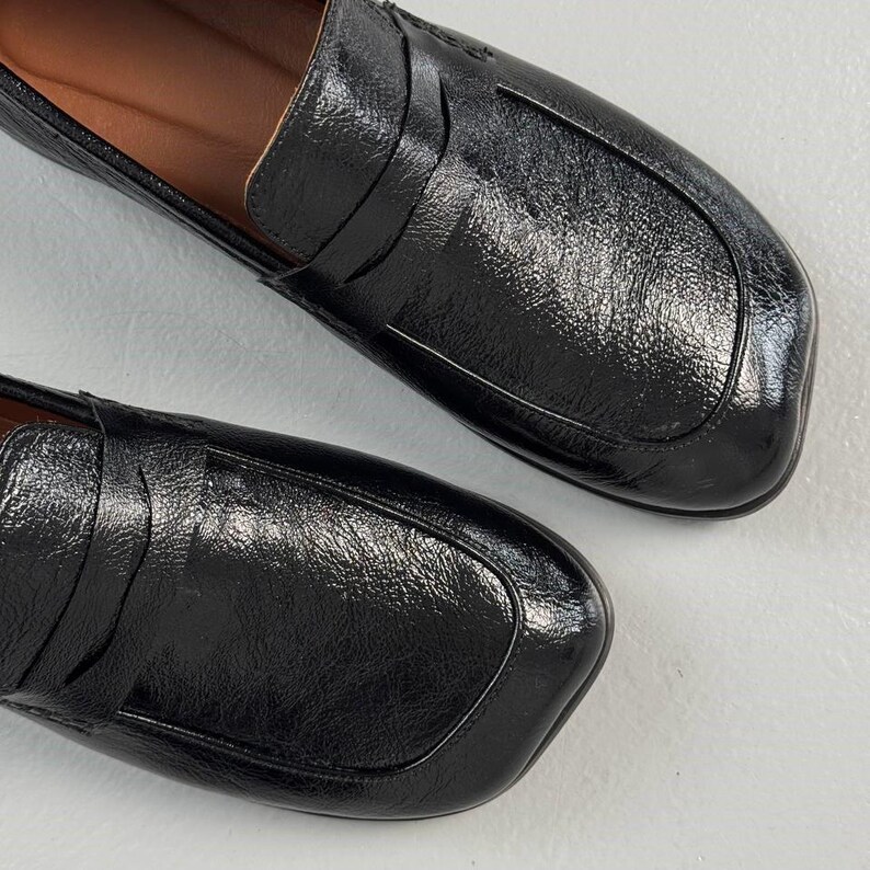 Barefoot Leather Loafers, Wide Toe Box Penny Loafers, Minimalist Black Dress Shoes, Anatomical Zero Drop Flats, Comfortable Office Footwear image 3