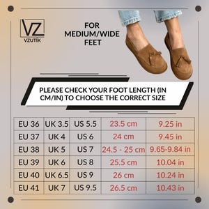 Women's Brown Suede Loafers with Tassels, Wide Round Toe Slip-On Flats, Soft Casual Everyday Shoes, Anatomical Shoes image 4