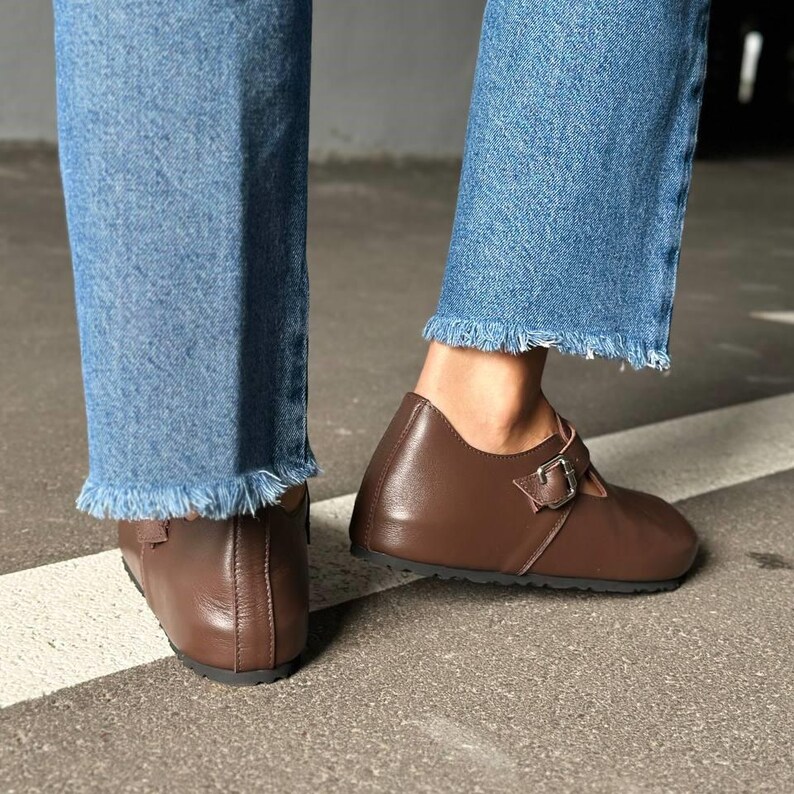 Barefoot Wide Toe Box Mules, Women's Leather Clogs with Cork Insole, Orthopedic Slip On Shoes, Natural Suede Comfort Slippers, Healthy Shoes image 19