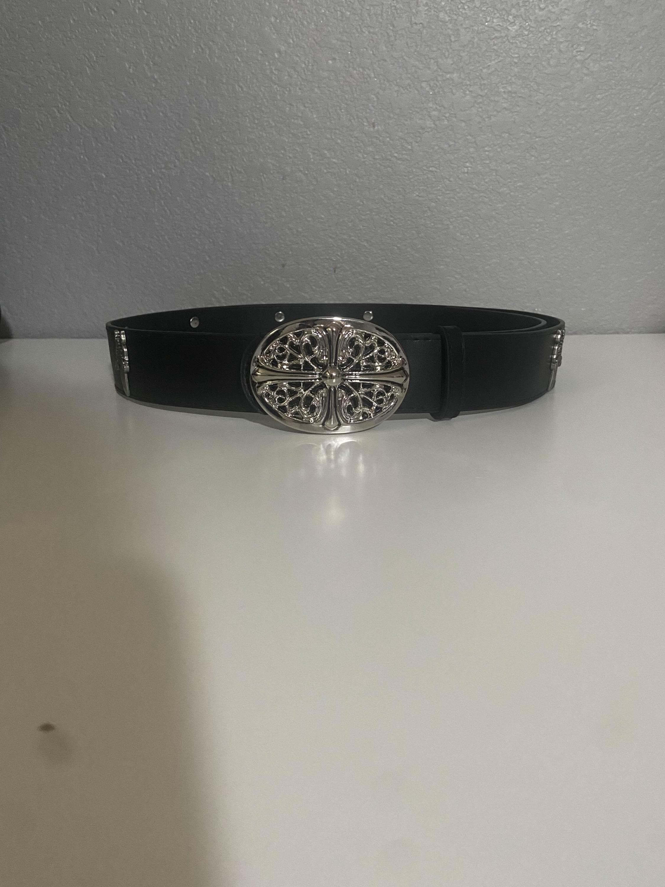 アクセサリー Bill Wall LeatherBuckle+ChromeHeartsBelt CH Chrome Hearts Inspired Dagger Oval Buckle Belt - Etsy