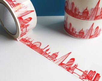 London Skyline Decorative Sticky Tape, Red (50mm)