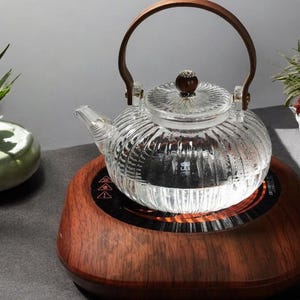 Théière en verre résistant à la chaleur et réchaud électrique infrarouge - Plusieurs styles, pratique pour un usage quotidien