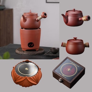 Large 820- 920ml Zhuni Red Clay Teapot & Alcohol Stove OR Electric Stove Set – Traditional Chaozhou Zisha -Get A Free Gongfu teapot!