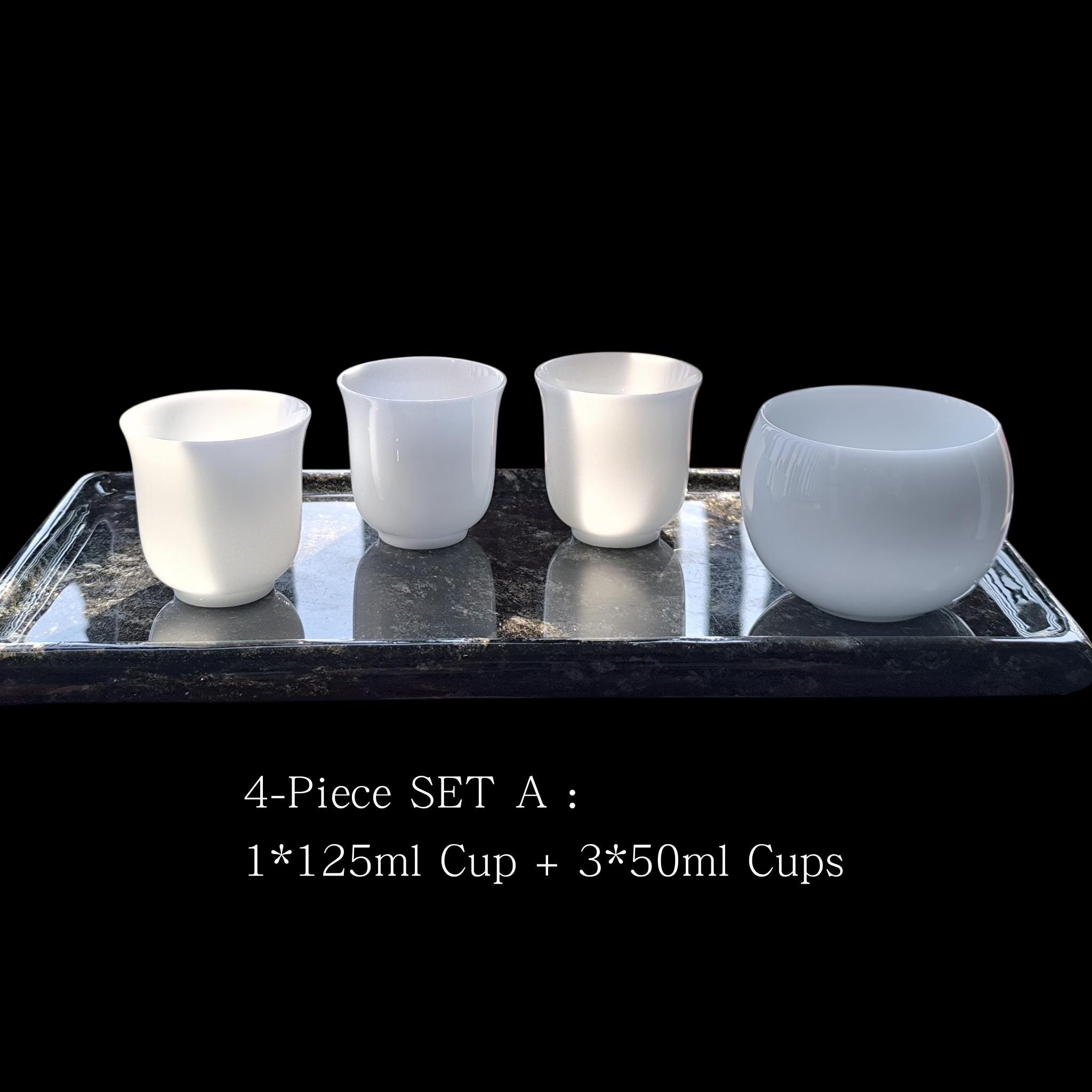 氷翡翠磁器蓋碗茶器セット（全サイズ）、徳化ブリリアントホワイト磁器