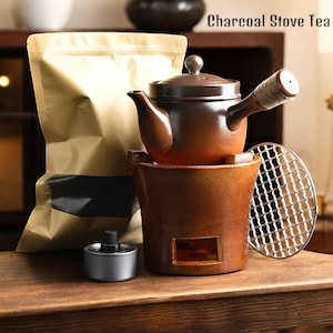 Chaozhou Red Clay Zisha Teapot & Charcoal Stove Set –Complete Garden Tea Set for Cozy Tea Brewing