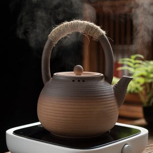 Useful Large 1500 ml Clay Teapot & Stove –Heat-Resistant, Safe for Open Flame, Charcoal, and Electric Stoves-More durable than glass teapots
