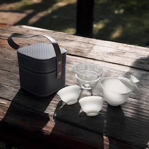 Portable Gaiwan Tea Set, Jadeite-Like Porcelain Travel Tea Kit