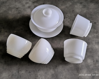 High-end Ice Jade Porcelain Gaiwan & 2* 90ml Large Cups Set – Newest High-End Creation-Gift Box-Infused with a living spirit, light,Graceful
