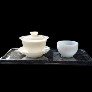 Dehua Jadeite-Like Porcelain Gaiwan Gongfu Tea Set, Elegant Brewing Set