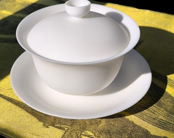 120 ml ongeglazuurde en dunne gaiwan (1,5 mm, 76 g), Dehua expert-grade gongfu-theeset