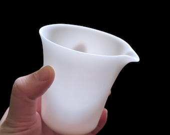 Thin & Matte Fairness Pitcher, Strainer Set, Unglazed Dehua Ice Jade Porcelain Gaiwan Tea Set