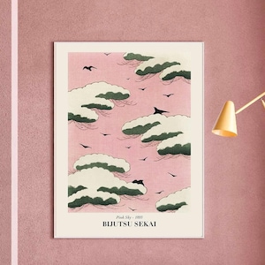 Bijutsu Sekai Pink Sky Poster, Bijutsu Sekai Boho Decor, Bijutsu sekai Print, Watanabe Seitei, Vintage Japanese Printable, Traditional Print